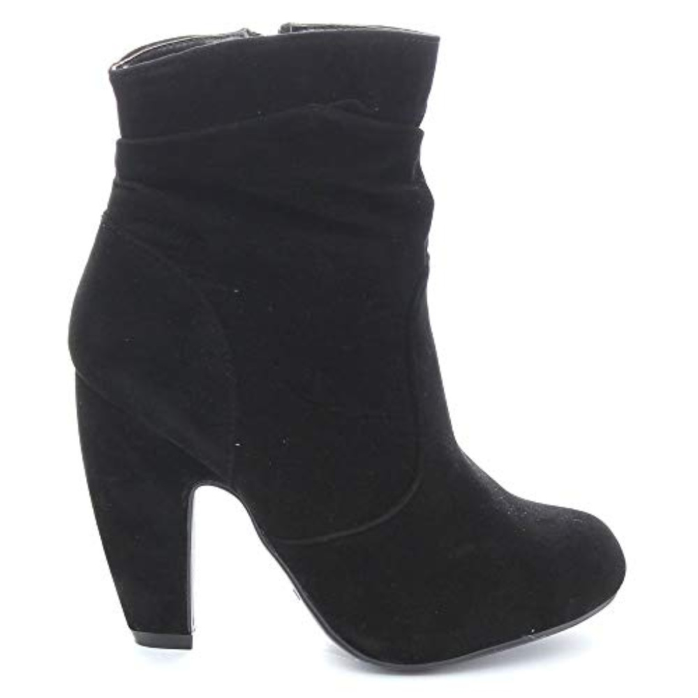 Slouchy Chunky Heel Side Zipper Ankle Boot